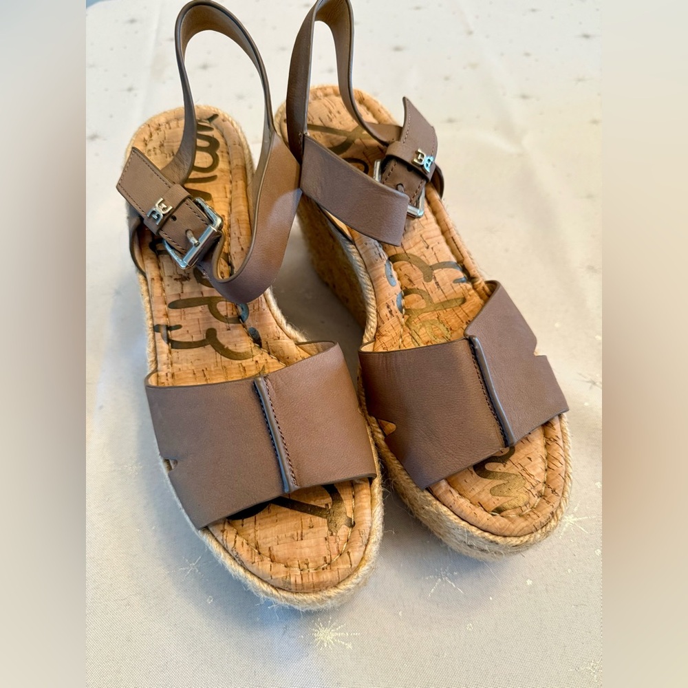 Sam Edelman Brown Wedge Espadrille Sandals